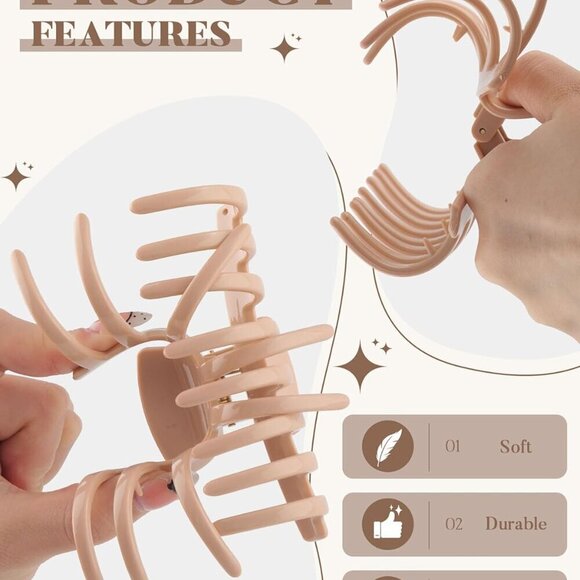 Silicone Hair Claw Clips Unbreakable Strong Hold Non-slip for Thick or Fine Hair